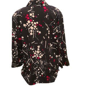 Womens Blouse Twin Set 2 Fer Black Red White 3X (22W-24W)